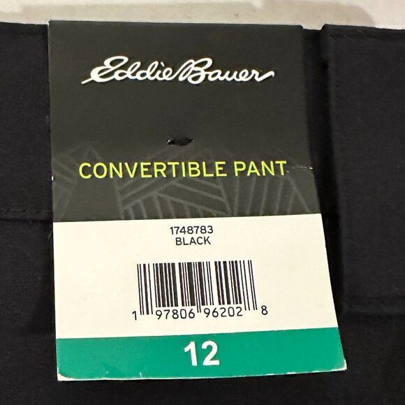 New Eddie Bauer Convertible Pant Women's Size 12 Black Adjustable Length UPF 50+ - Picture 5 of 13